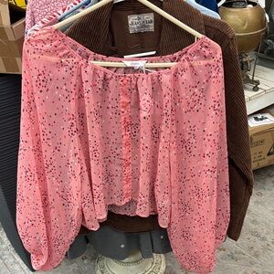 Candie's Pink Starry Blouse with balloon sleeves.